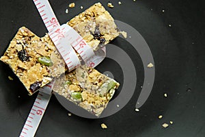 Cereal bar healthy diet food image close up