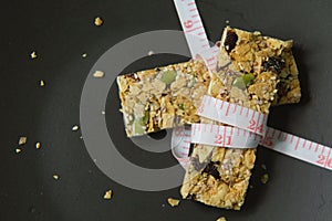 Cereal bar healthy diet food image close up