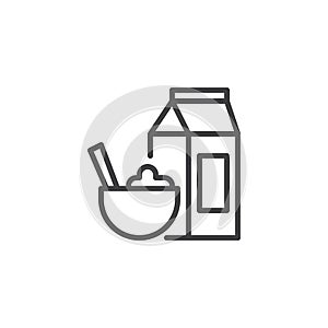 Cereal bowl and milk outline icon