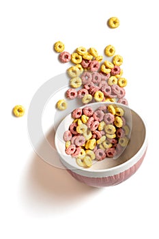 Cereal with bowl pink and yellow