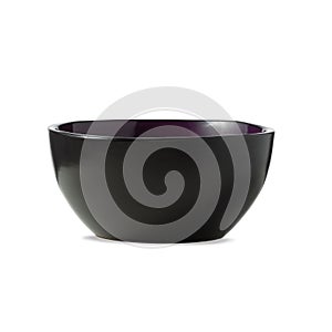 Cereal bowl with purple inside on white background