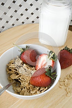 Cereal bowl with strawberry