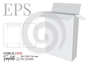 Cereal box die cut template, vector