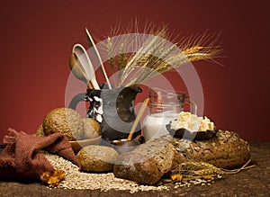 Cereal bread with grain and milk.