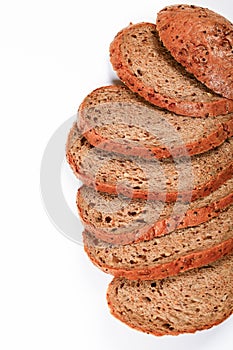 Cereal bread on a white background. Healthy eating