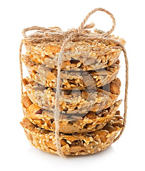 Cereal cookies close-up isolated on a white.