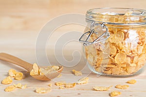 Cereal cornflakes in the glass jar