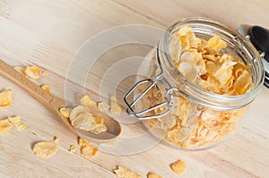 cereal cornflakes in the glass jar