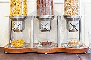 Cereal dispenser. Self service breakfast