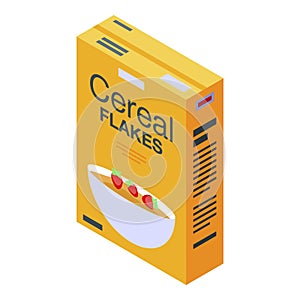 Cereal flakes pack icon, isometric style