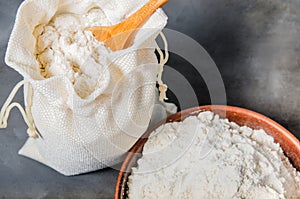 Cereal flour in bag