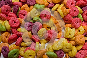 CEREAL IN THE FOREGROUND ON WHITE BACKGROUND