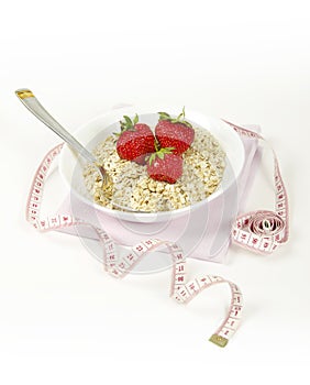 Cereal with fresh strawberry