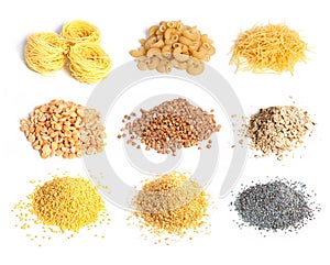 Cereal, macaroni and seeds collection photo