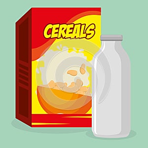 Cereal packing box with milk bottle