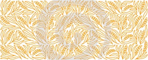 Cereal pattern for bakery. Spikelets and ears of wheat, rye or barley. Editable outline stroke. Vector line.
