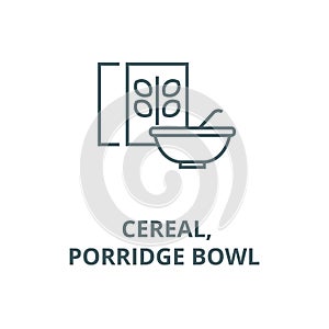 Cereal,porridge bowl and box line icon, vector. Cereal,porridge bowl and box outline sign, concept symbol, flat