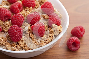 Cereal with raspberries