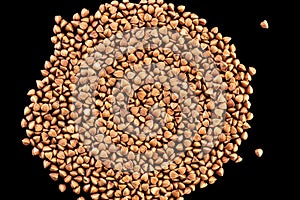 Cereal of rice, buckwheat, peas, millet on a white or black background