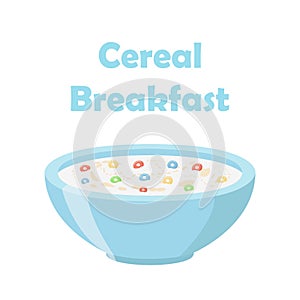 Cereal rings, oatmeal breakfast with milk, organic muesli. Flat style.