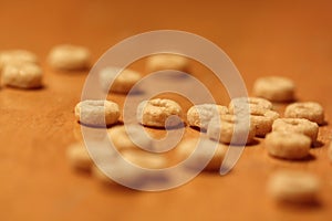 Cereal on a wooden surface