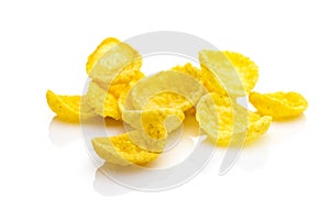 Cereals breakfast. Healthy Superfood corn flakes isolated on white background. Healthy eating, dieting and detoxication