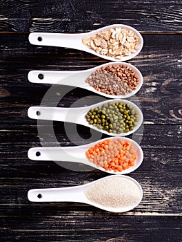 Cereals in ceramic bowls