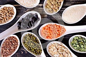 Cereals in ceramic bowls