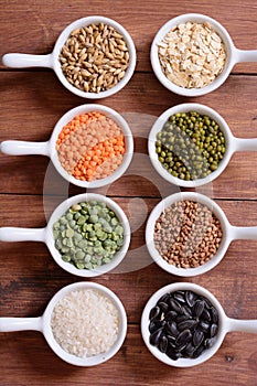 Cereals in ceramic bowls