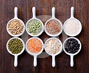 Cereals in ceramic bowls