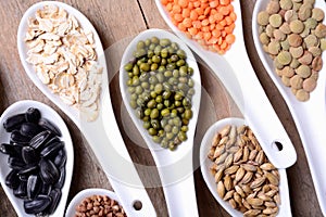 Cereals in ceramic bowls