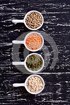 Cereals in ceramic bowls