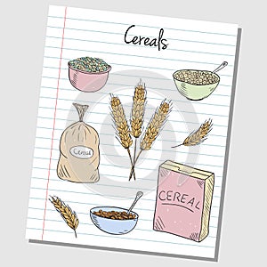 Cereals doodles - lined paper