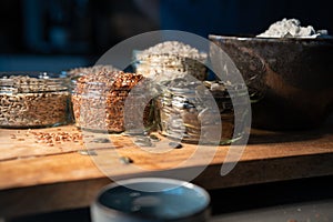 Cereals grains portioned in glasses