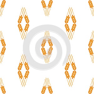 Cereals icon set with rice, wheat, corn, oats, rye, barley icon seamless pattern on white background. Ears of wheat