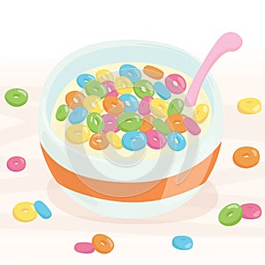 Cereals and milk in bowl
