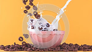 Cereals milk bowl splash