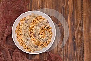 Cereals with nuts and dry fruits in big bowl
