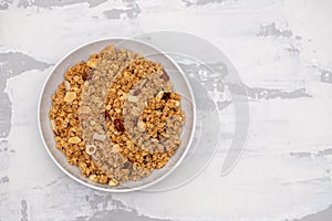 Cereals with nuts and dry fruits in big bowl