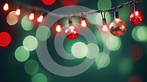 Illumination and decoration holiday concept Christmas garland bokeh lights over soft background