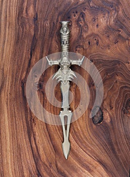 ceremonial dagger on wooden