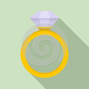 Ceremonial diamond ring icon, flat style