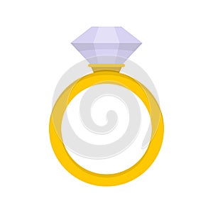 Ceremonial diamond ring icon, flat style