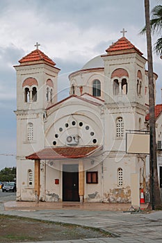 Ceremonial facade of Faneromeni`s Panagia church. Larnaca, Cyprus