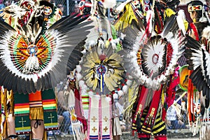 Ceremonial feathered headdresses.