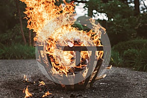 A Ceremonial Fire Burning in Japan