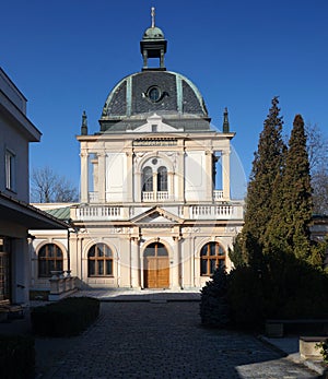 Ceremonial Hall at the New Jewish Cemetery in Prague, Czech Republic