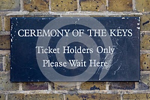 Ceremony of the Keys Sign at the Tower of London