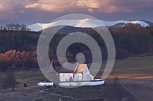 Cerin church and Krizna mountain at spring