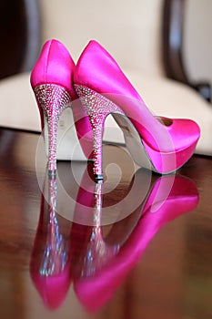 Cerise pink bridal shoes photo